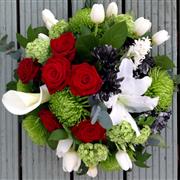 Red White and Green Posy