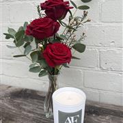 Red roses and Rose Prosecco Luxury Candle